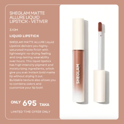 SHEGLAM Matte Allure Liquid Lipstick - Vetiver  3.1 gm