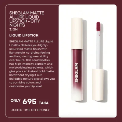 SHEGLAM Matte Allure Liquid Lipstick-City Nights 3.1 gm