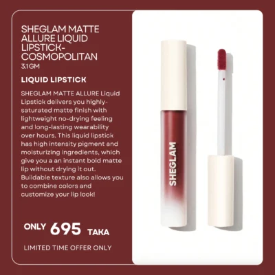 SHEGLAM Matte Allure Liquid Lipstick-Cosmopolitan 3.1 gm
