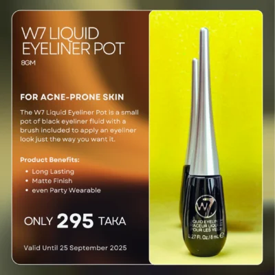 W7 Liquid Eyeliner Pot – Black 8ml