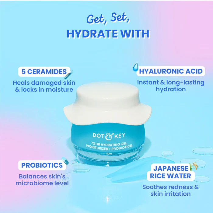 DOT & KEY 72Hr Hydrating Gel + Probiotics Moisturizer For Face 60ml