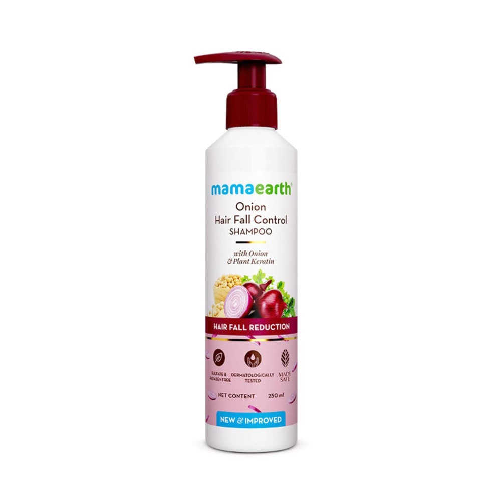 Mamaearth onion shampoo for hair growth hair fall control with onion oil plant keratin