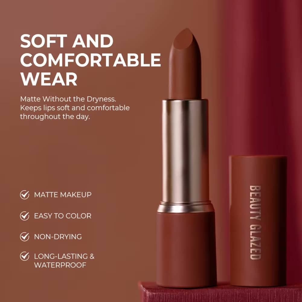 Beauty glazed modern matte long lasting lipstick shade 105