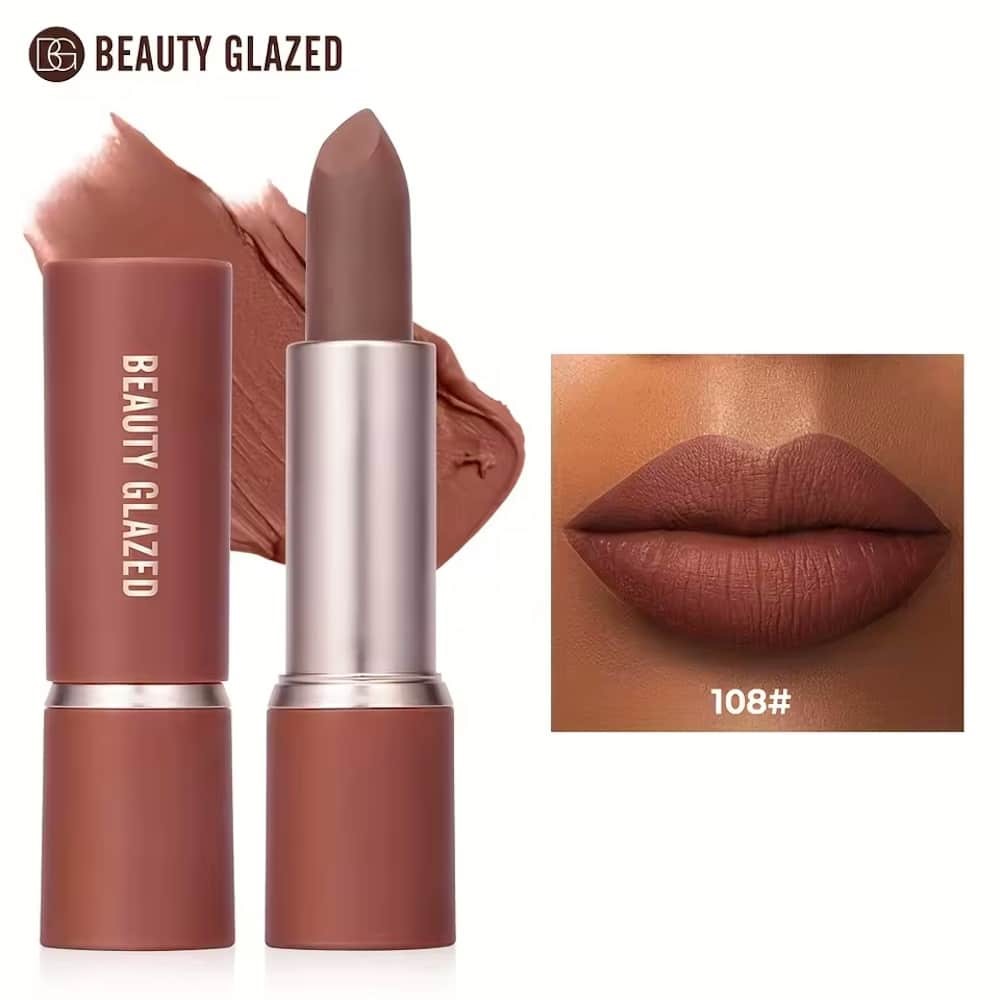 Beauty glazed modern matte long lasting lipstick shade 108