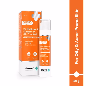 The Derma Co 1% Hyaluronic Sunscreen Oil-Free Gel Lightweight Sunscreen Acne-Prone Skin (50 g)