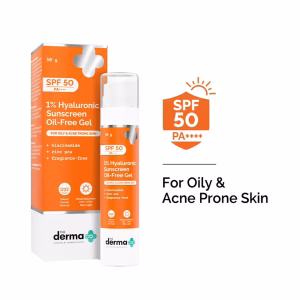 The Derma Co 1% Hyaluronic Sunscreen Oil-Free Gel Lightweight Sunscreen Acne-Prone Skin (50 g)