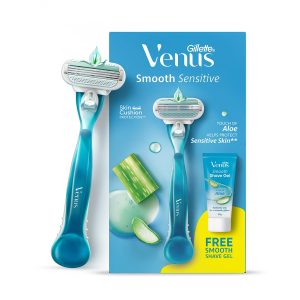 Gillette Venus Smooth Hair Removal Razor for Women with Aloe Vera with FREE Venus Smooth Shave Gel